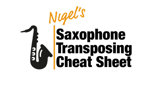 Saxophone Transposing Cheat Sheet by Nigel McGill