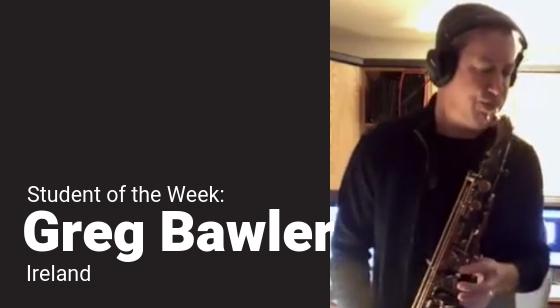 Student of the Week Greg-Bawler playing his saxophone