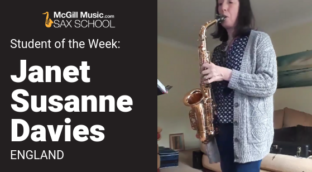 Student of the Week Janet Susanne Davies playing saxophone