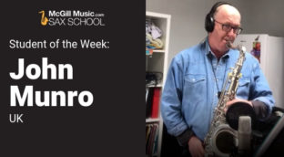 Student of the Week John Munro playing the saxophone