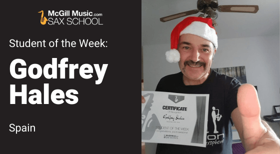 Godfrey Hales is Sax School Student of the Week learning saxophone with online lessons