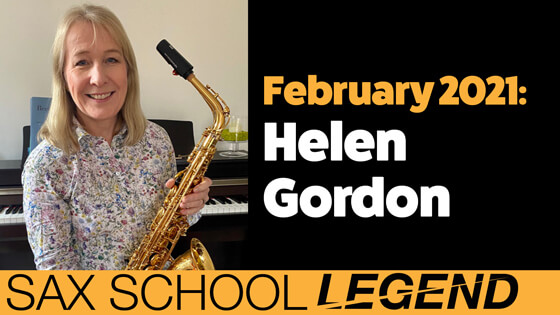Helen plays advanced sax solo with Sax School