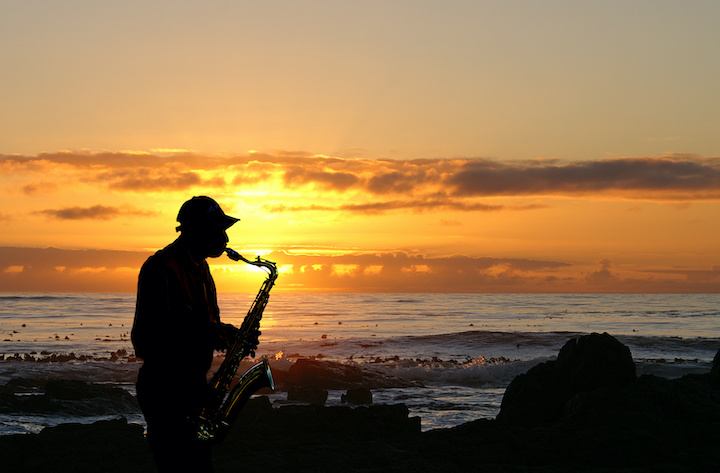 sunset sax player