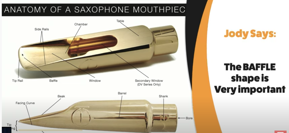 saxophone mouthpiece baffle shape very important jody jazz