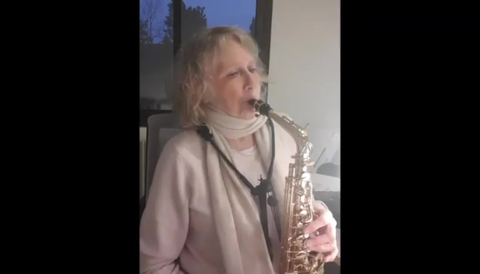 Sue learning sax with Sax School Online