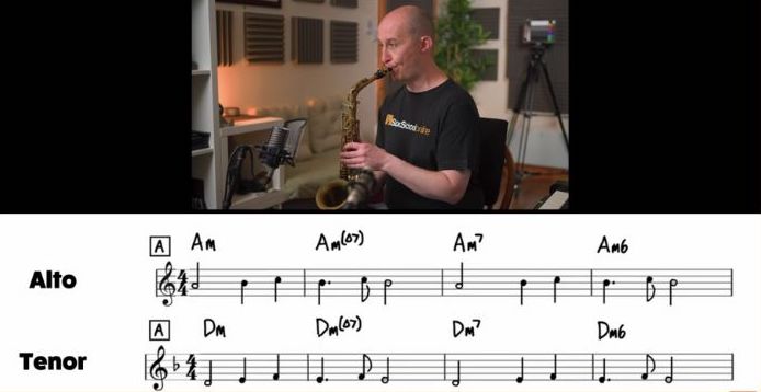 Learn My Funny Valentine on sax first section of melody Sax School Online