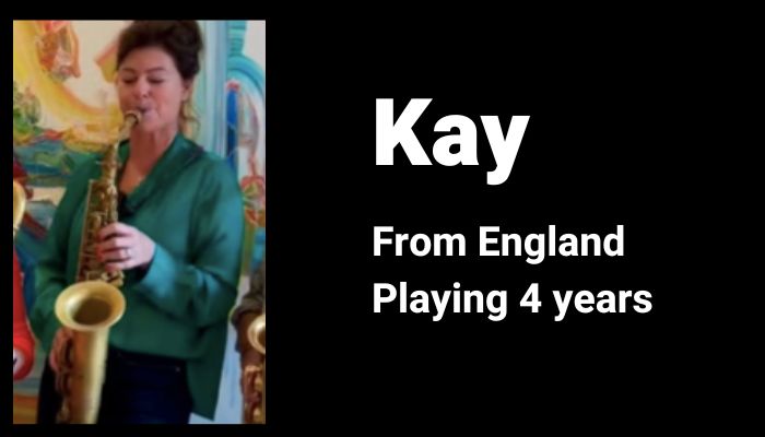 Kay Sax School Student playing alto saxophone Sax School Online