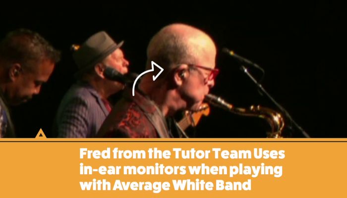 Fred Vigdor Sax School tutor team using in ear monitors playing with Average White Band. Sax School Online