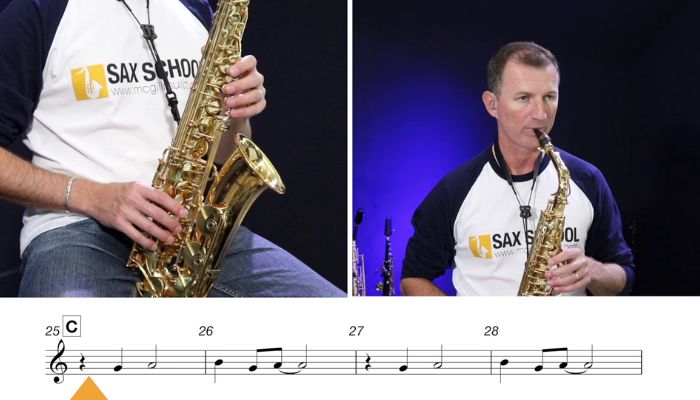 Beginner first song alto saxophone Sax School Online Free saxophone lesson