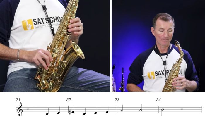 alto saxophone first song beginner lesson Sax School Online