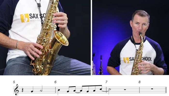 beginner alto sax first song. Free sax lesson. Sax School Online
