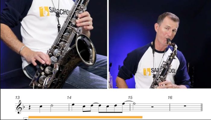 Sax School Online first song on tenor saxophone free lesson.