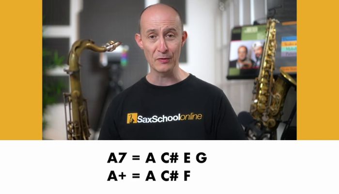 A7 and A Augmented triad chords. Sax School Online