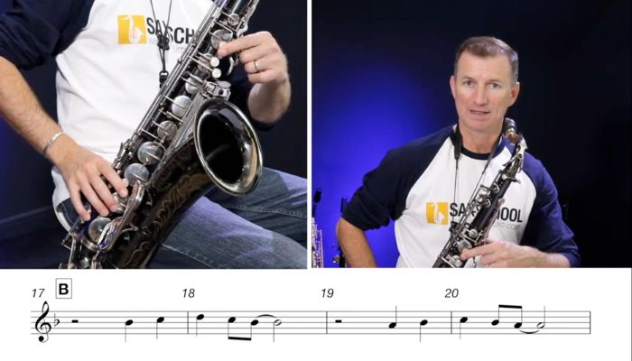 how to play B flat Bb on tenor saxophone Sax School Online.