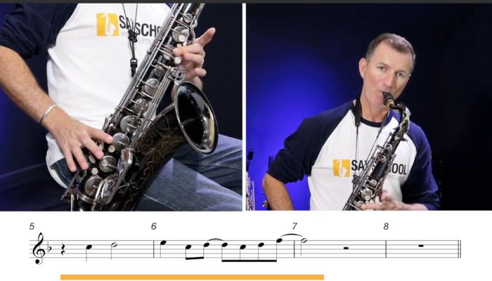 tenor sax beginner song phrase 1. Sax School online