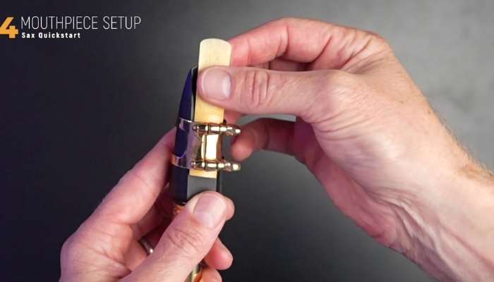 how to fit your saxophone reed onto your mouthpiece. Sax School Online. 
