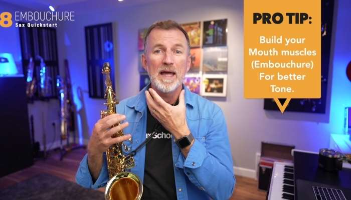 Beginner saxophone players need to build up their embouchure strength for a better sound. Sax School Online