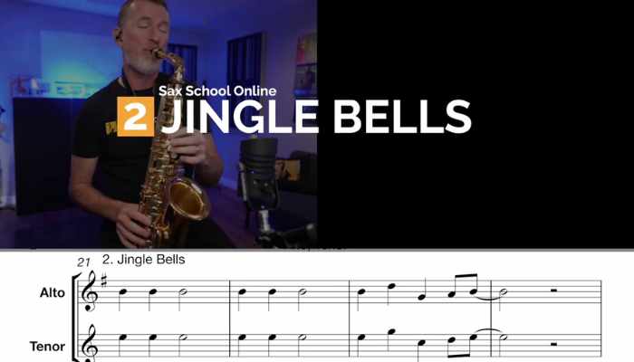 Learn this easy version of Jingle Bells for alto and tenor saxophone from Sax School Online