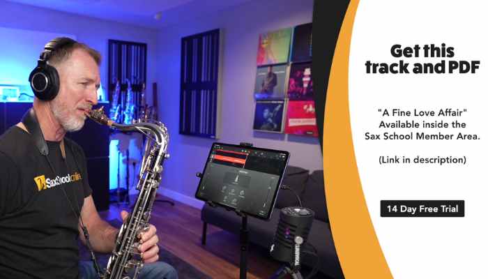 Get the PDF and backing track inside Sax School with a 24 day free trial