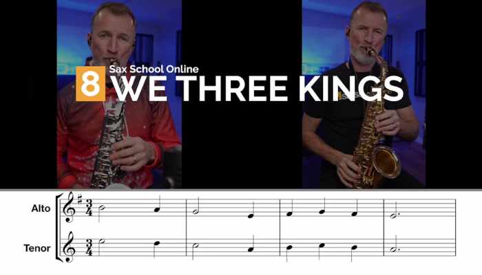 Learn We Three Kings easy Christmas song for saxophone Sax school online