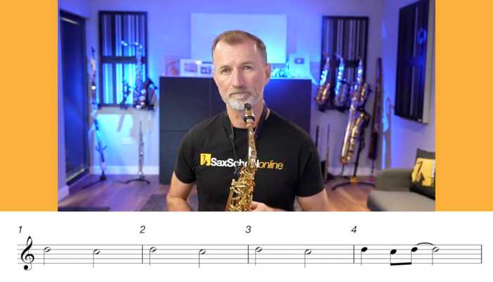 Practice using the octave key on alto saxophone in this easy song from Sax School Online. Nigel McGill