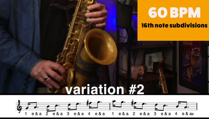 Pay attention to 16th note subdivisions. Sax School Online