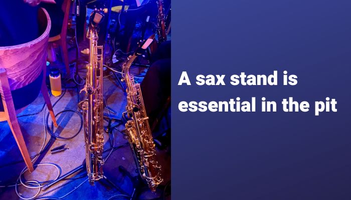 A sax stand is essential when you are playing in a theatre show band. Sax School Online