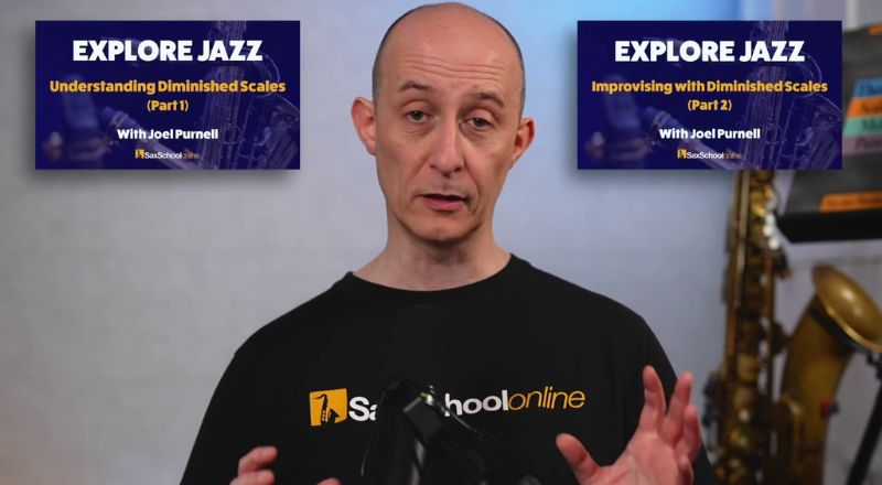Learn how to play better sax solos with diminished scales with a 14 day free trial of Sax School Online.