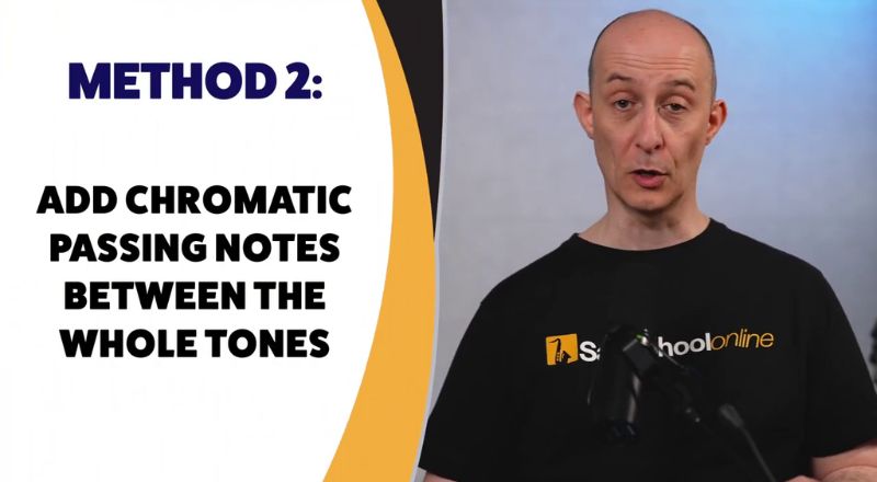 Method 2: add passing notes between the whole tones to create new diminished patterns. Sax School Online