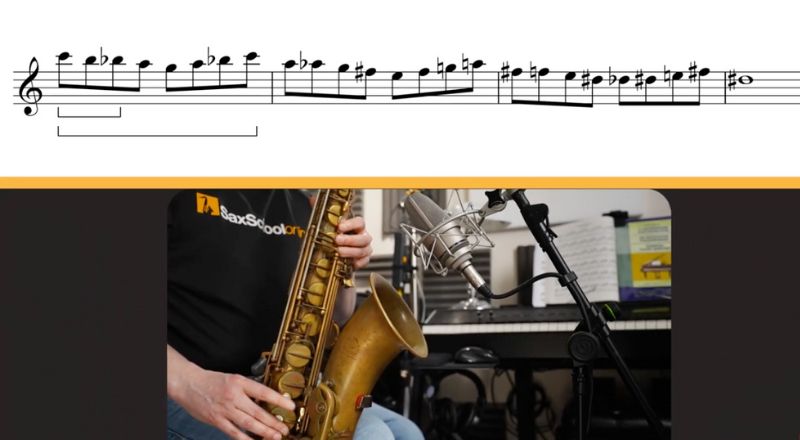 A different use of passing notes for better sax solos from diminished patterns. Sax School Online